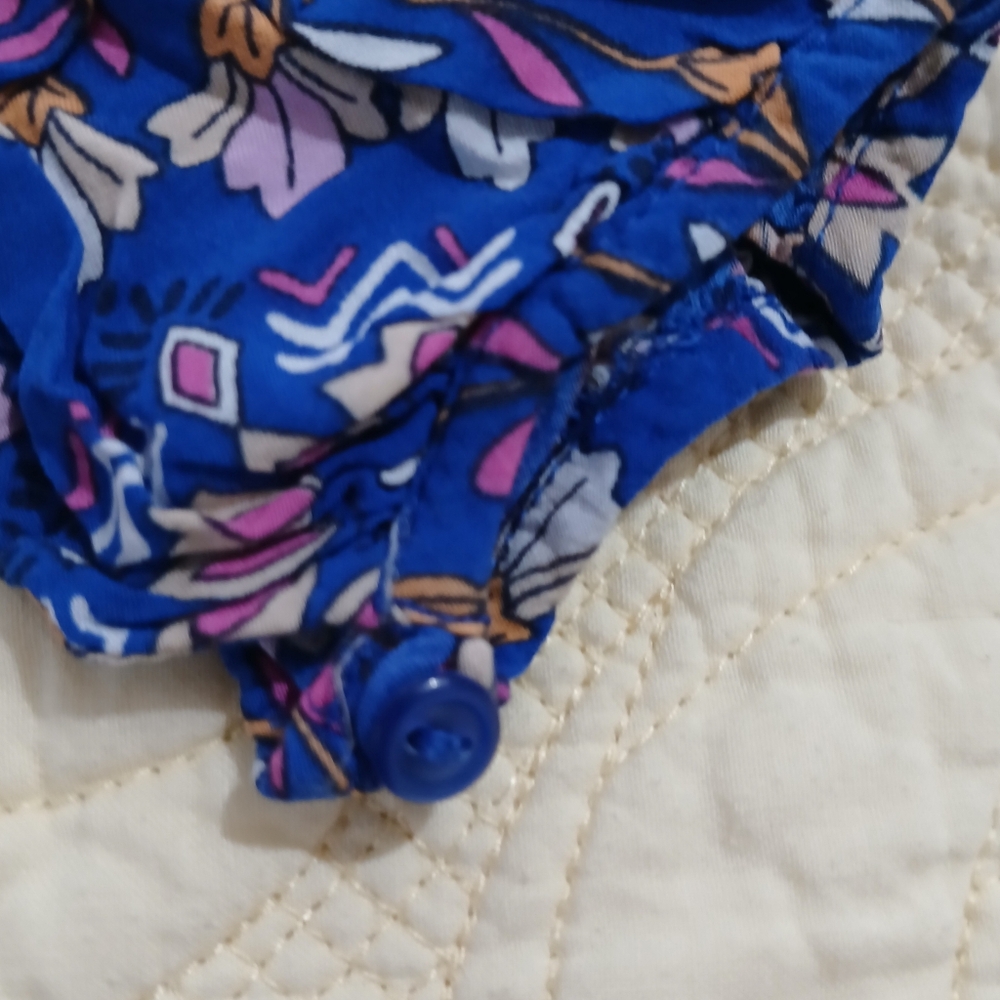 Stylus Blue Floral Boho Rayon Tunic Top XL Button Sleeve - Picture 5 of 6